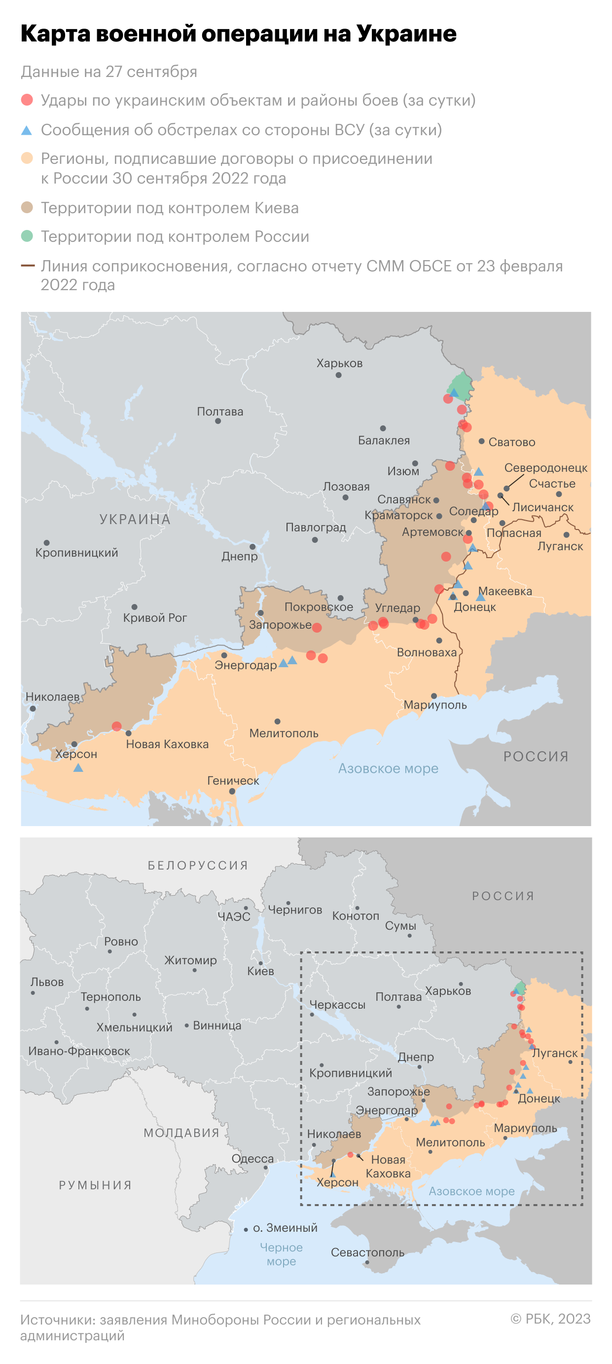 Военная операция на Украине. Карта на 27 сентября