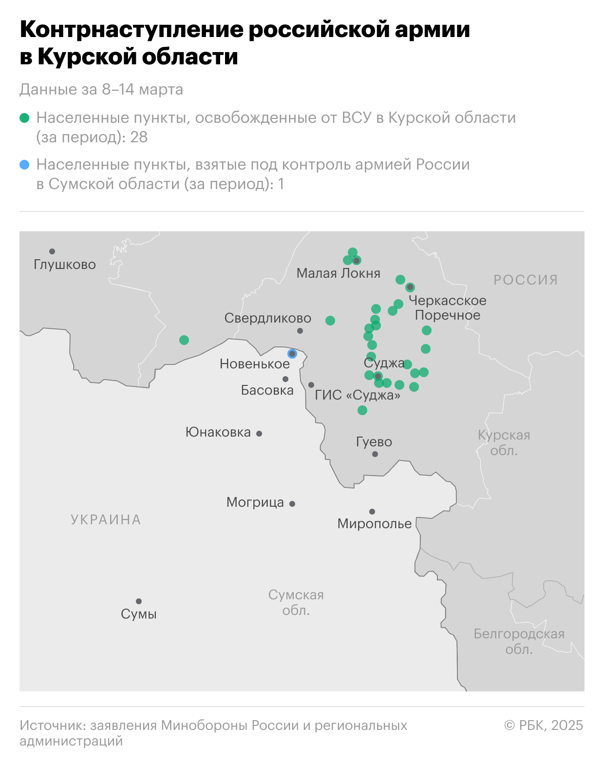 Контрнаступление российской армии в Курской области. Карта