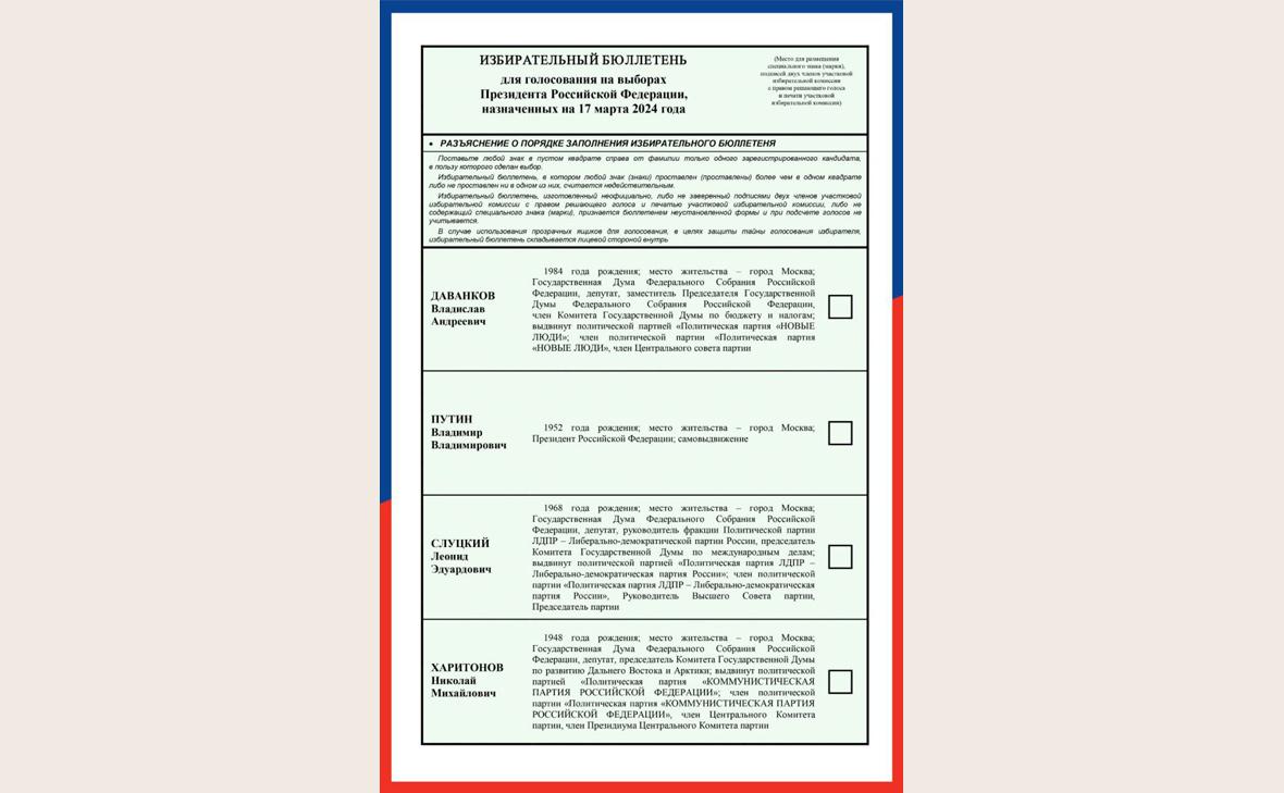 ЦИК показала, каким будет бюллетень на президентских выборах
