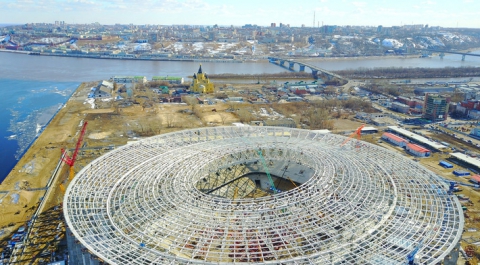 Строительство металлического каркаса «Стадиона Нижний Новгород» завершено
